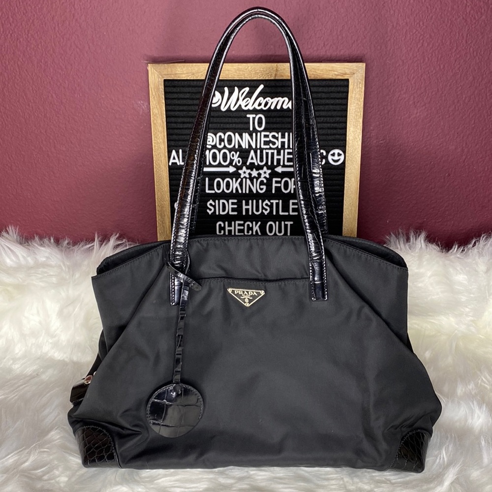 ‼️SOLD‼️Prada Black Nylon Tote Bag with Lock and Key